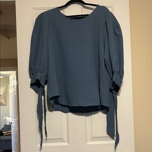 Zac & Rachel Blue Tie-Sleeve Blouse